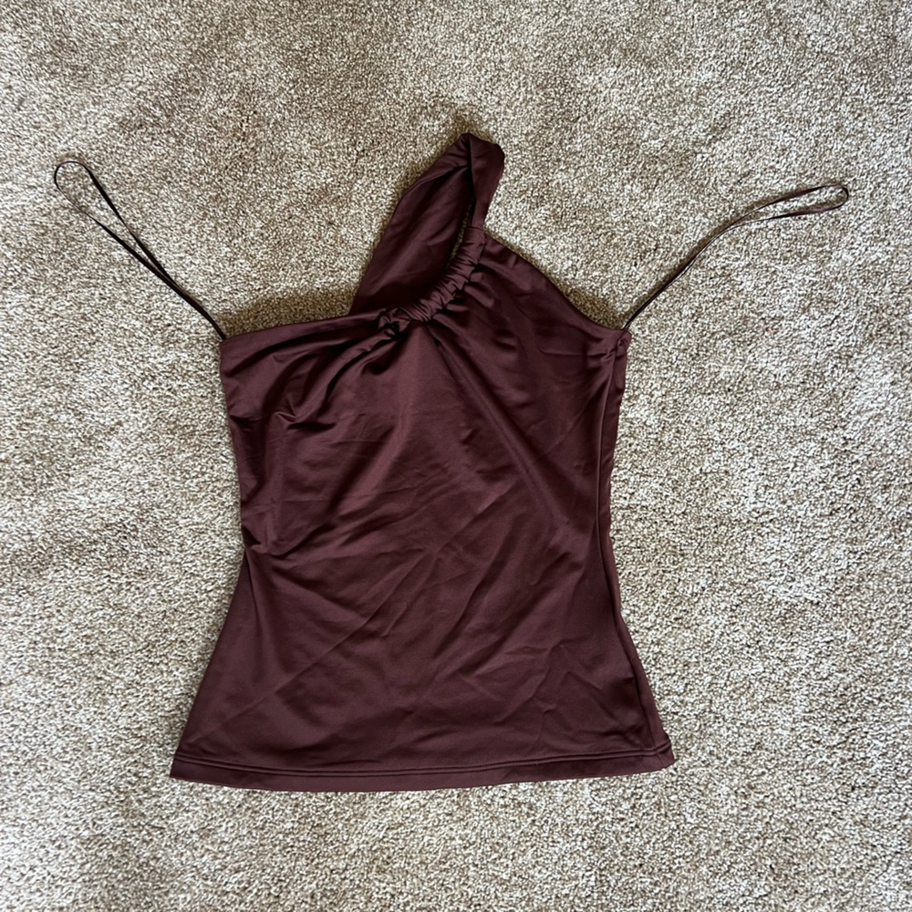 Off the shoulder brown top